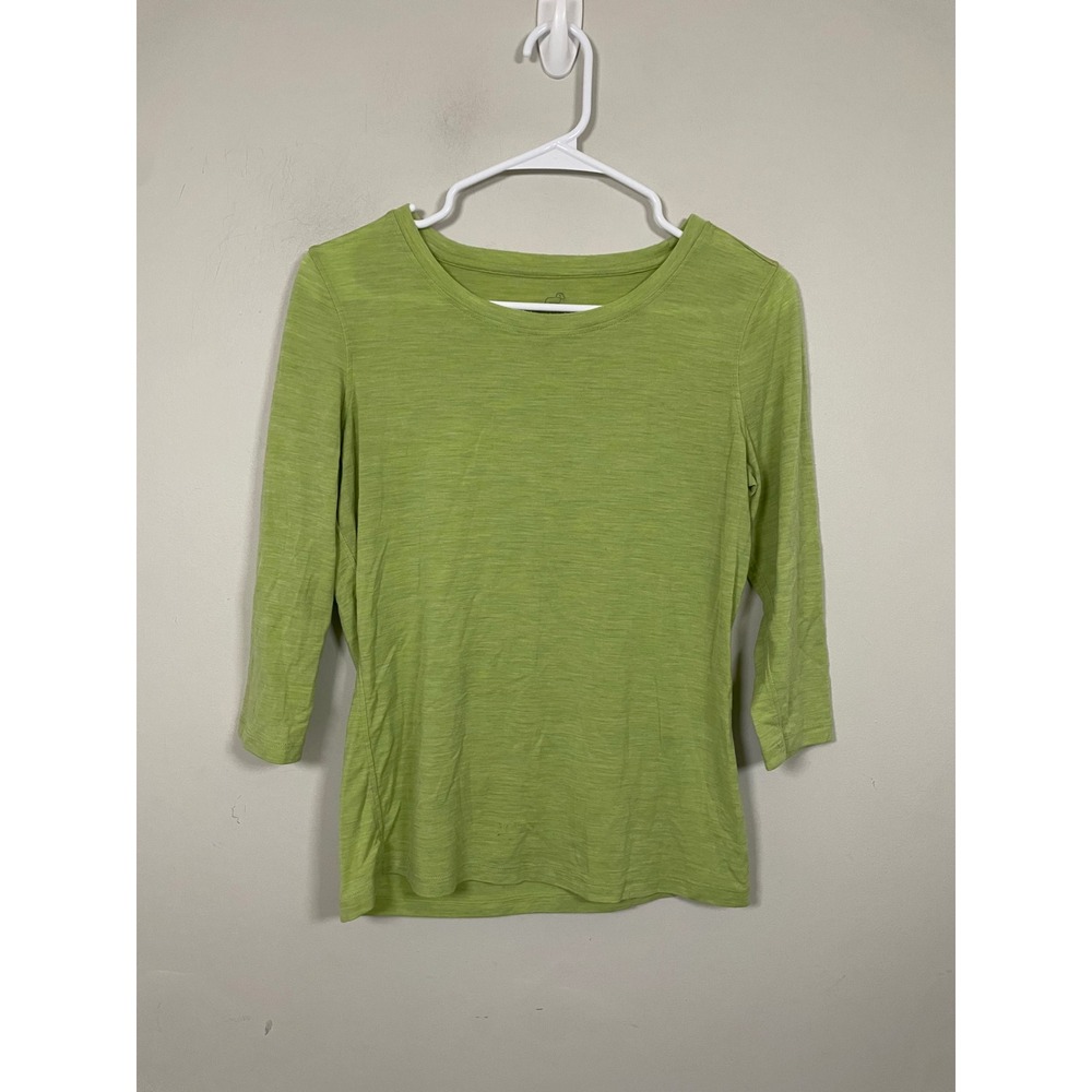 Woolx Jenny Merino Wool 3/4 Sleeve Crew Neck in Green Size XS Outdoor Hiking
